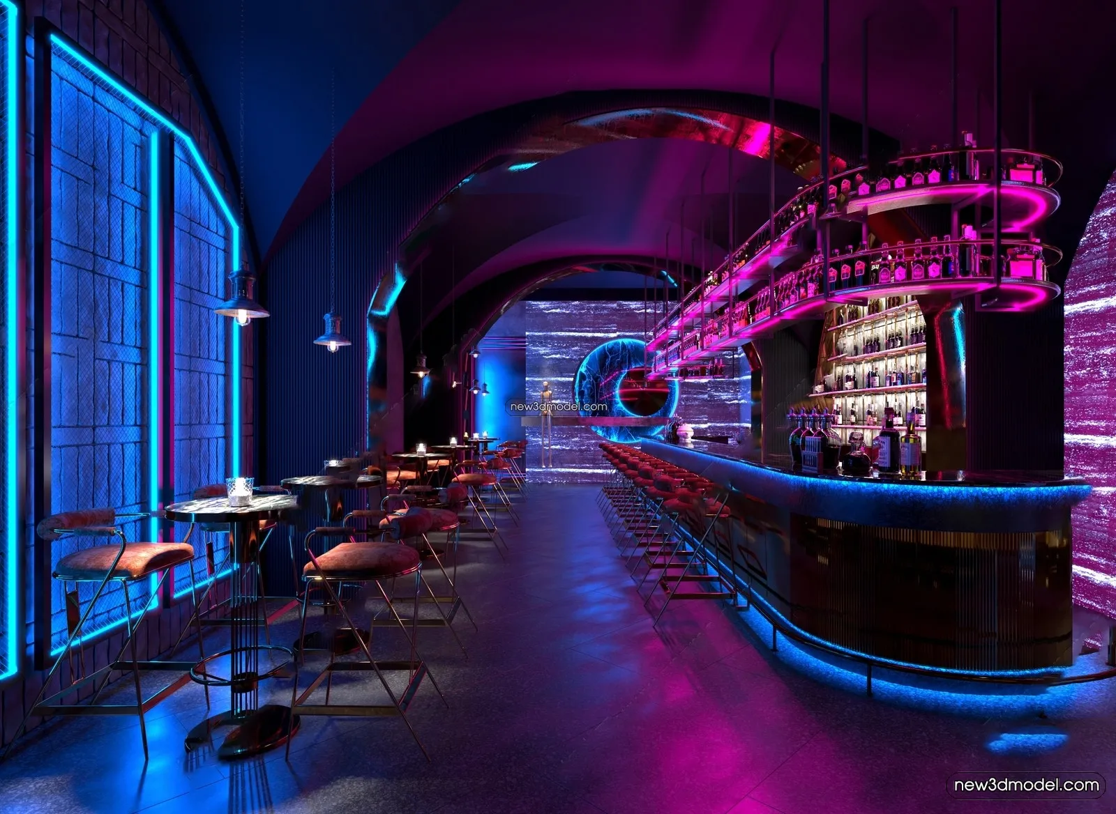 Interior 3D Model of Bar – 3D Blocks – 004 – VRAY