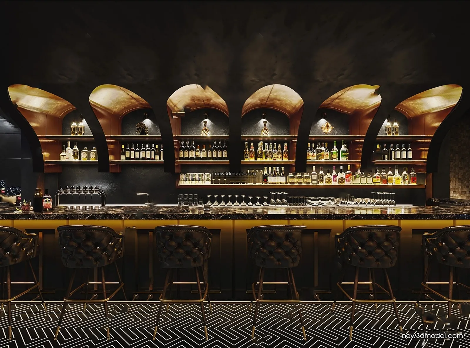 Interior 3D Model of Bar – 3D Blocks – 006 – VRAY