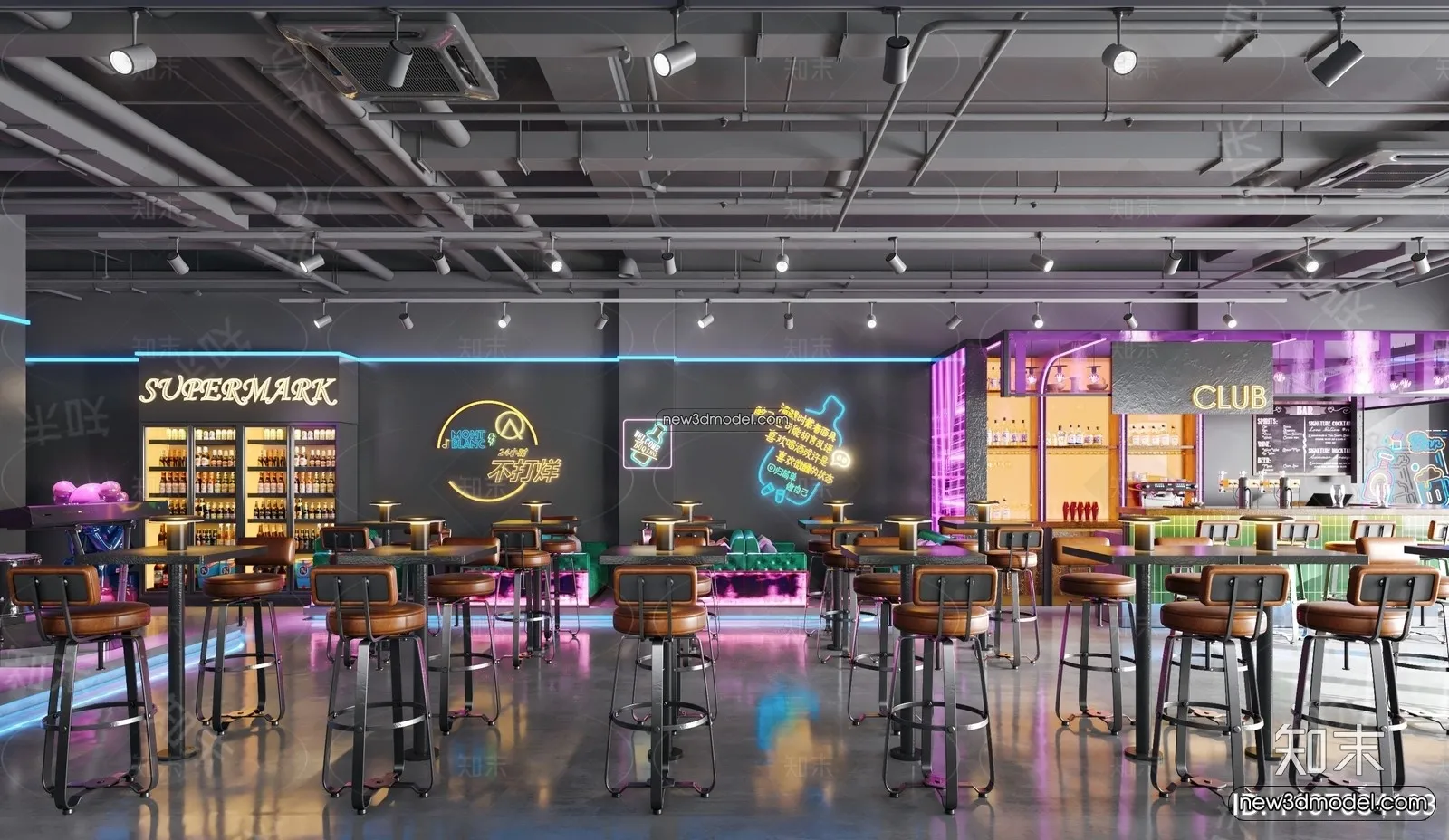 Interior 3D Model of Bar – 3D Blocks – 010 – VRAY