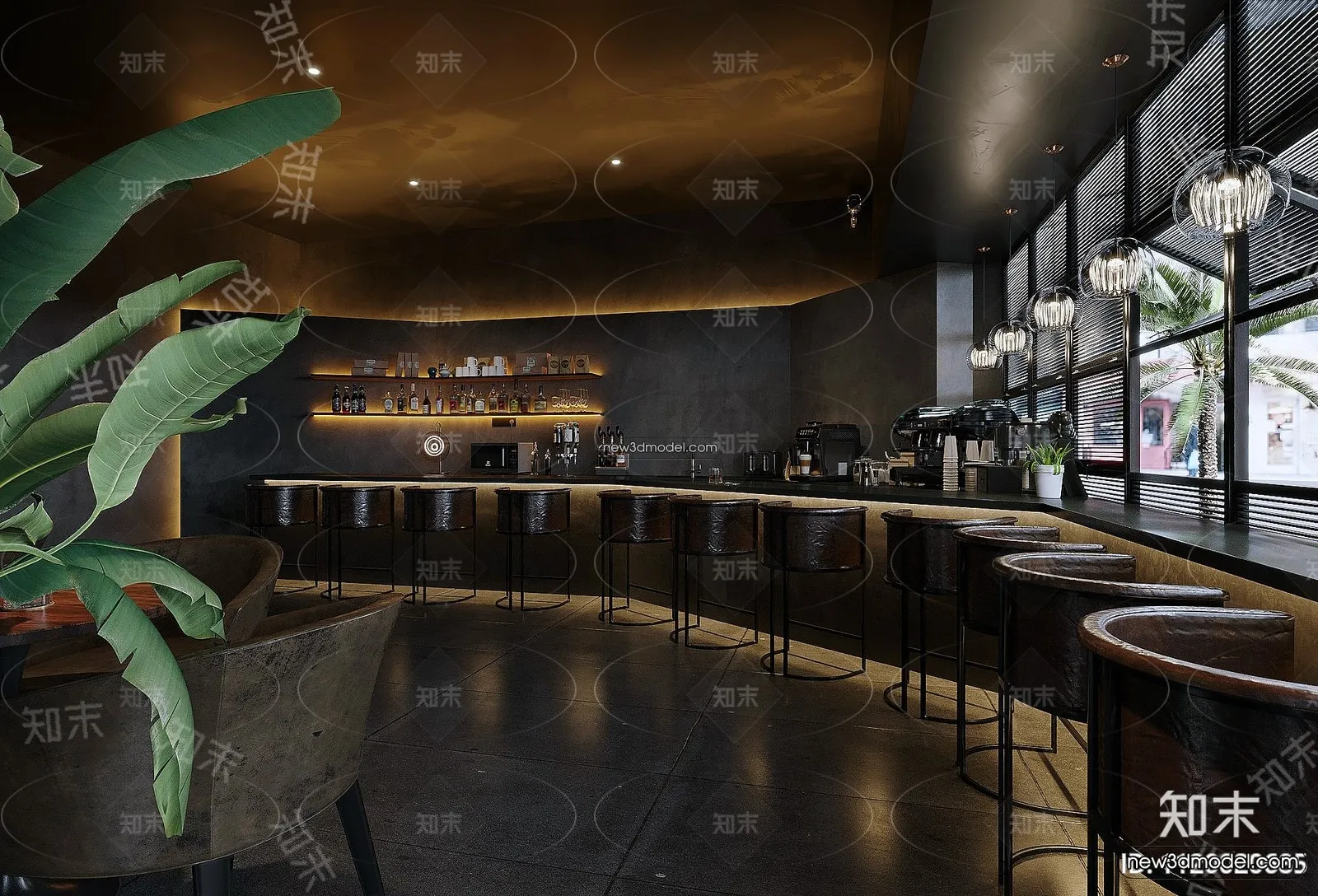 Interior 3D Model of Bar – 3D Blocks – 011 – VRAY