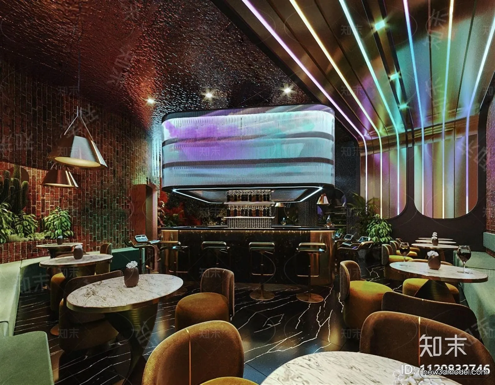 Interior 3D Model of Bar – 3D Blocks – 012 – VRAY