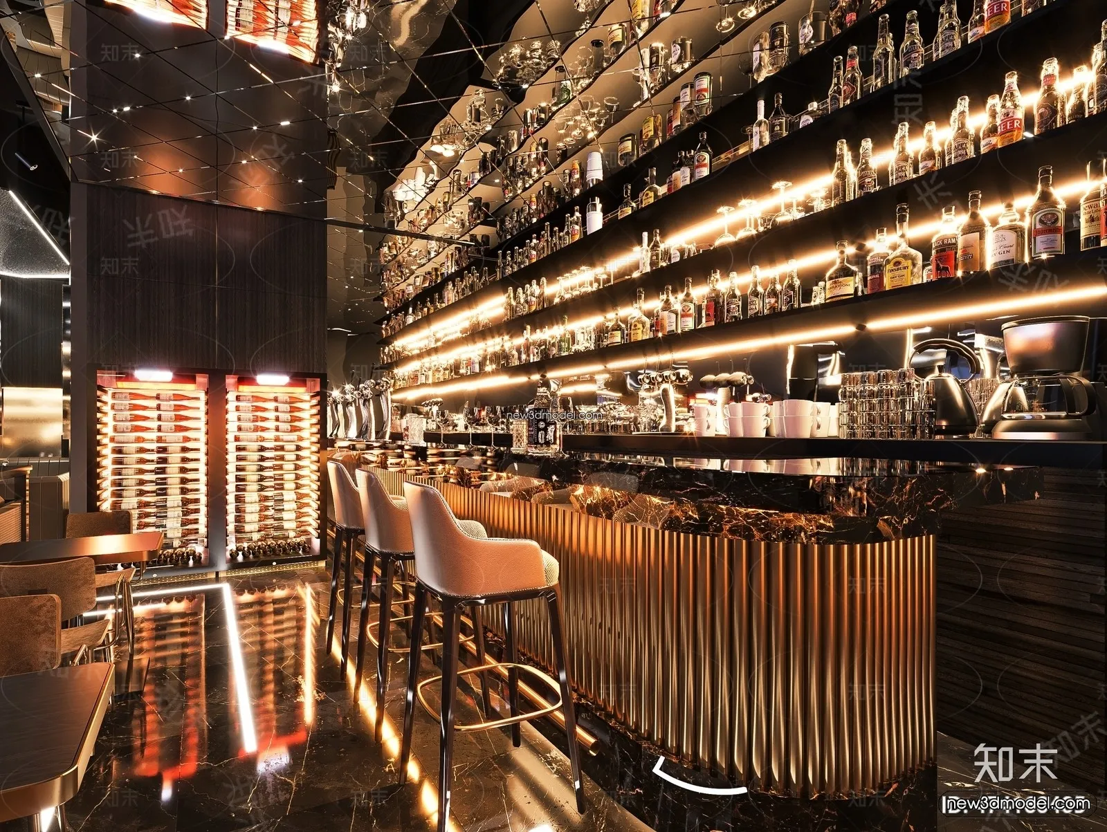 Interior 3D Model of Bar – 3D Blocks – 015 – VRAY