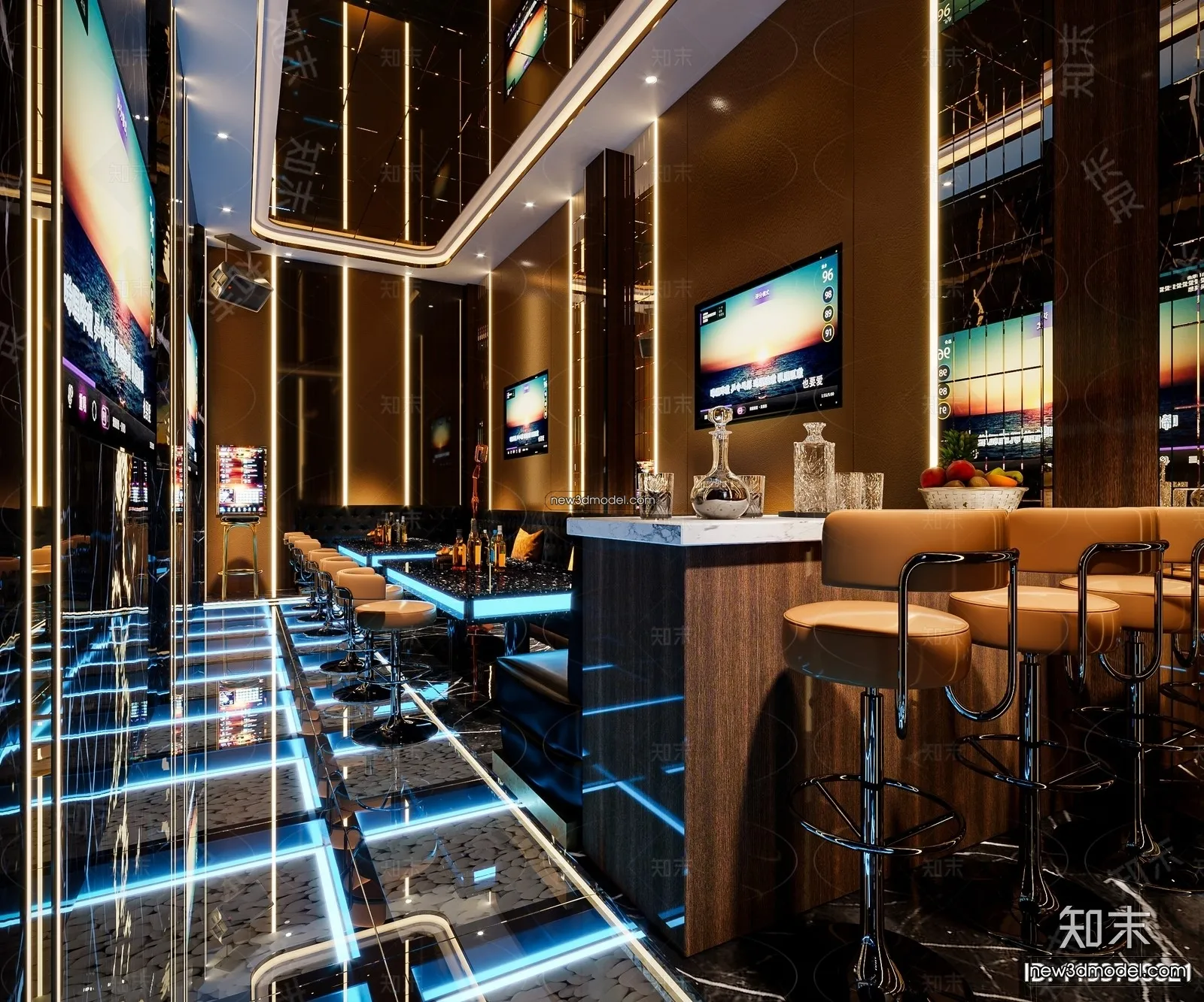 Interior 3D Model of Bar – 3D Blocks – 016 – CORONA