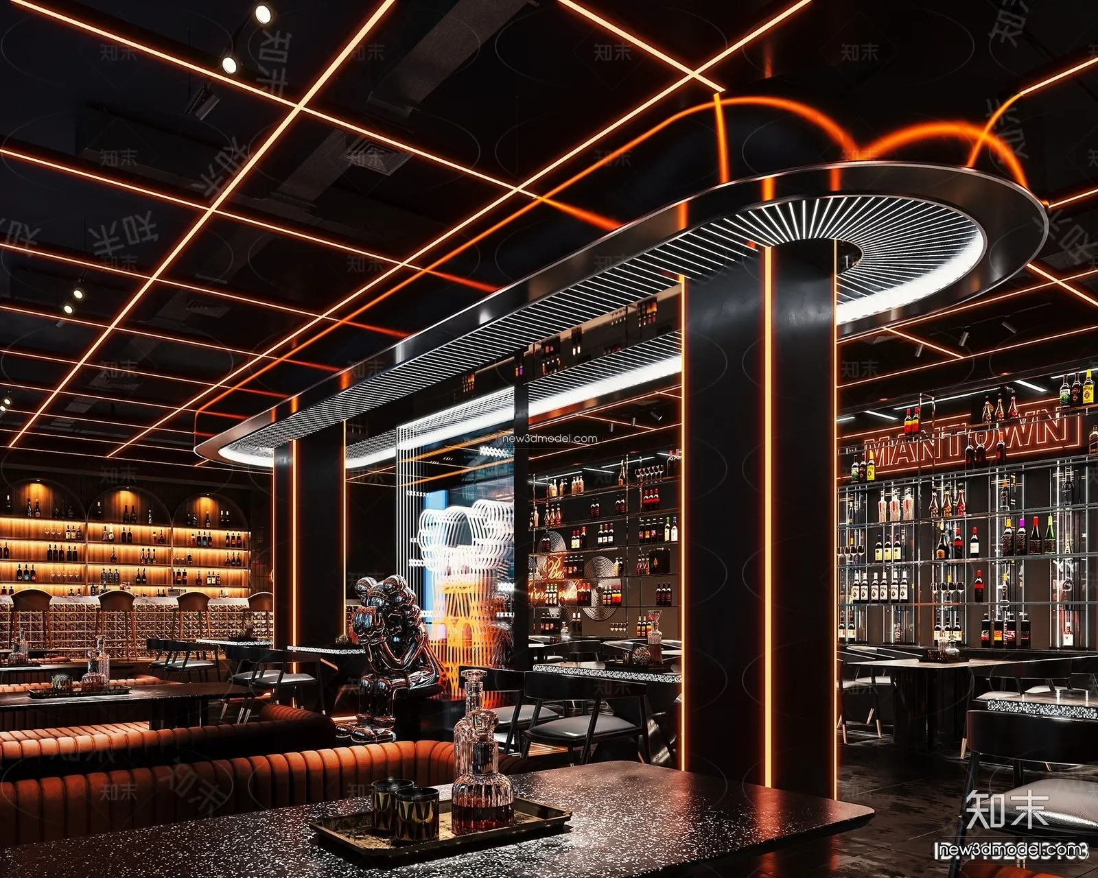 Interior 3D Model of Bar – 3D Blocks – 019 – VRAY