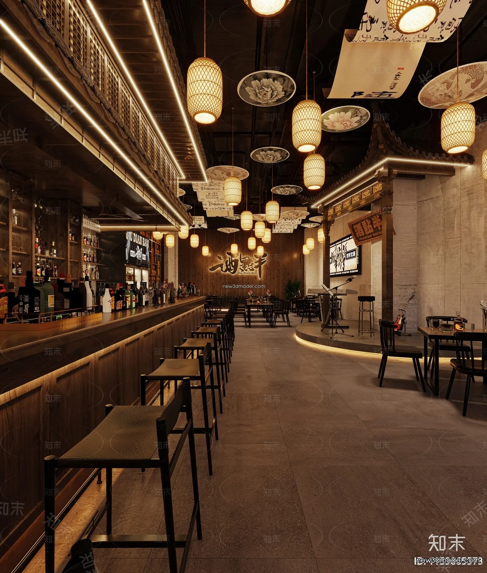 Interior 3D Model of Bar – 3D Blocks – 021 – VRAY