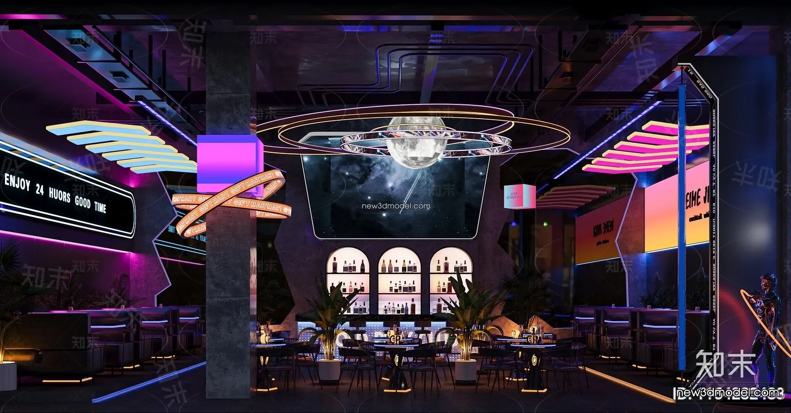 Interior 3D Model of Bar – 3D Blocks – 025 – VRAY