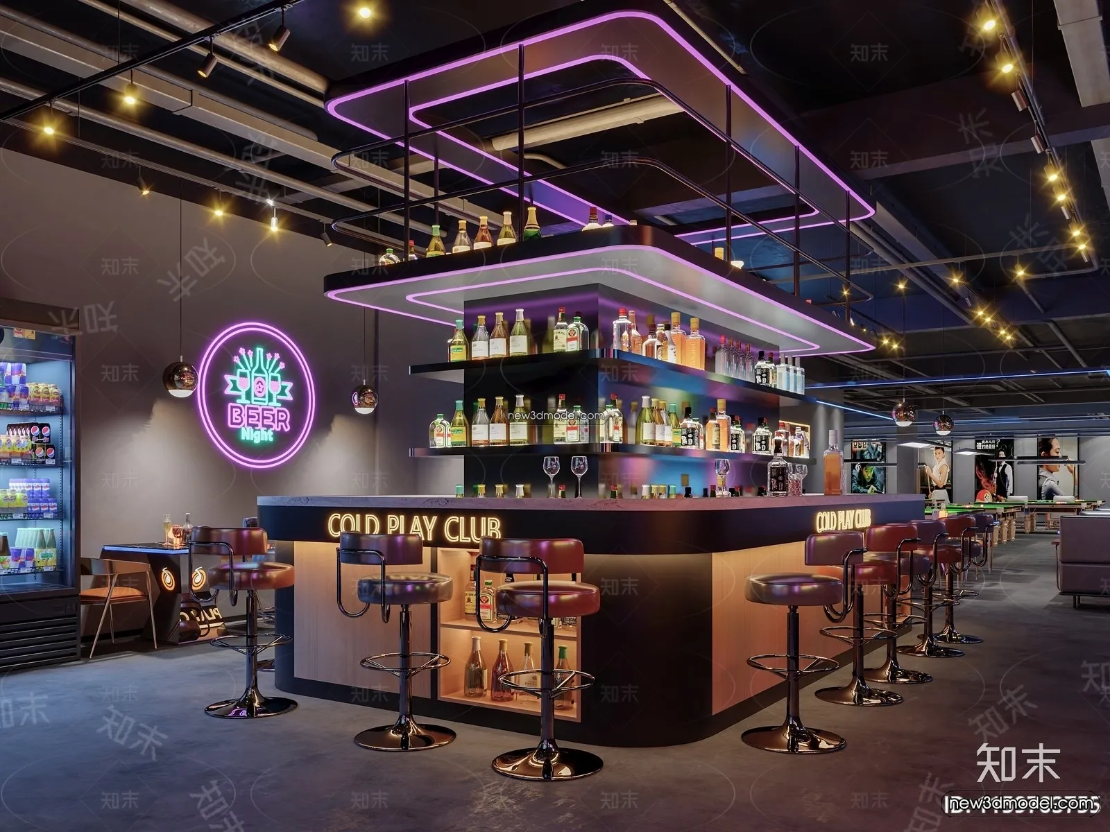 Interior 3D Model of Bar – 3D Blocks – 026 – CORONA