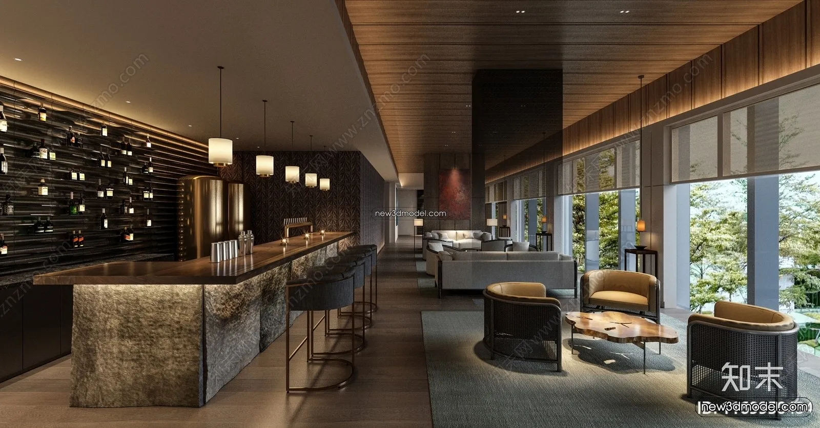 Interior 3D Model of Bar – 3D Blocks – 030 – VRAY