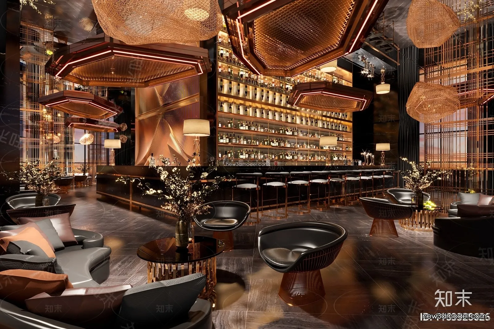 Interior 3D Model of Bar – 3D Blocks – 034 – VRAY