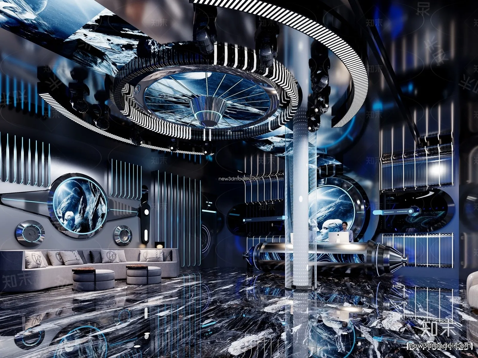 Interior 3D Model of Bar – 3D Blocks – 035 – CORONA