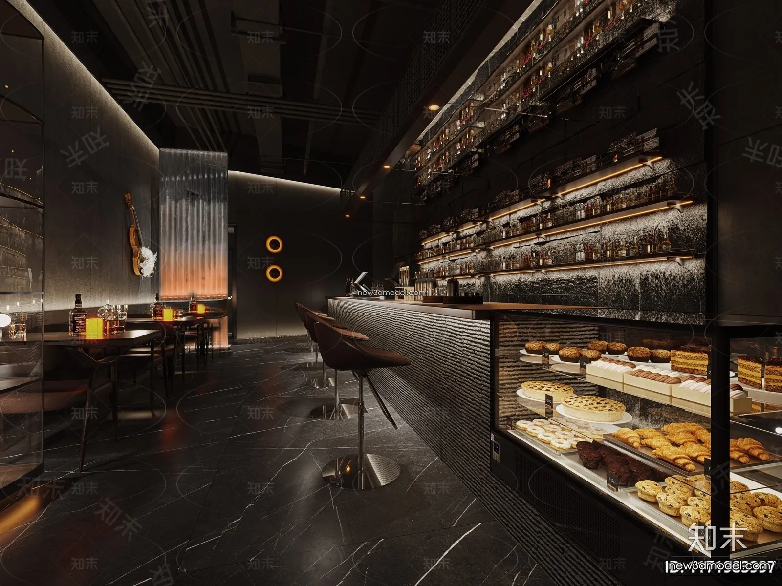 Interior 3D Model of Bar – 3D Blocks – 036 – CORONA