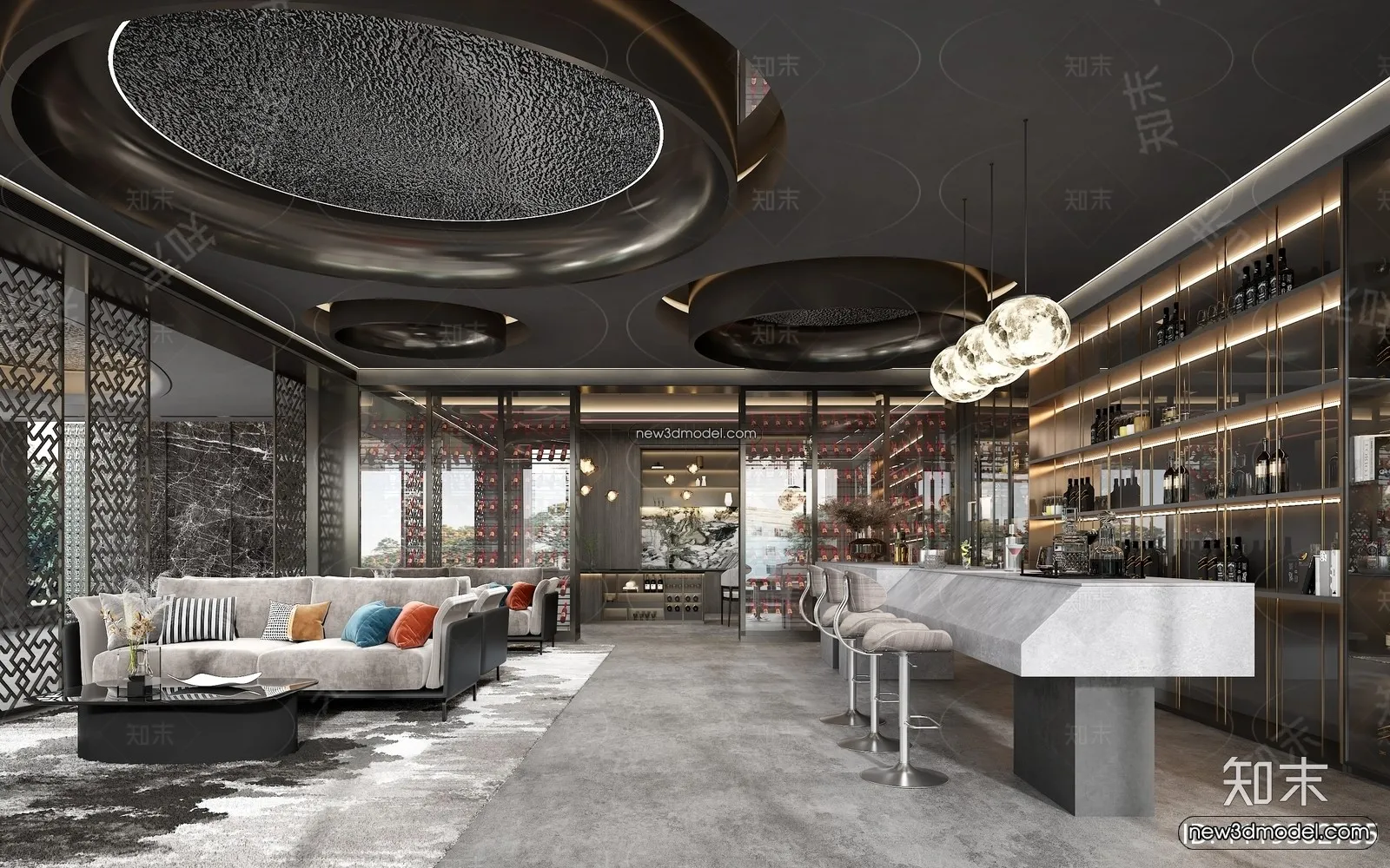 Interior 3D Model of Bar – 3D Blocks – 038 – VRAY