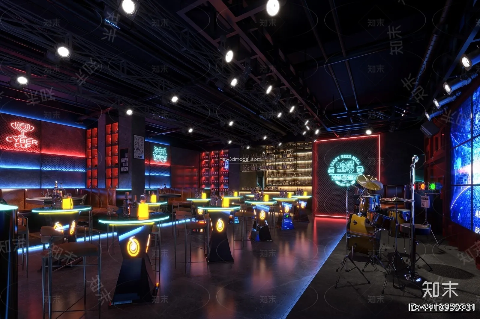 Interior 3D Model of Bar – 3D Blocks – 039 – VRAY