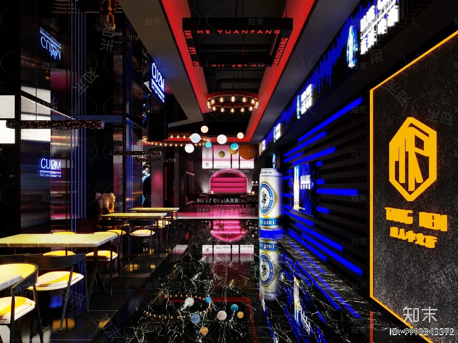 Interior 3D Model of Bar – 3D Blocks – 040 – VRAY