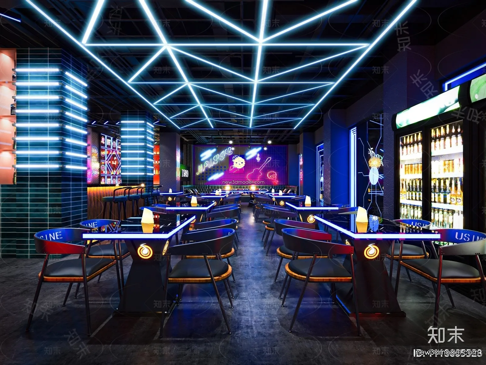 Interior 3D Model of Bar – 3D Blocks – 041 – VRAY