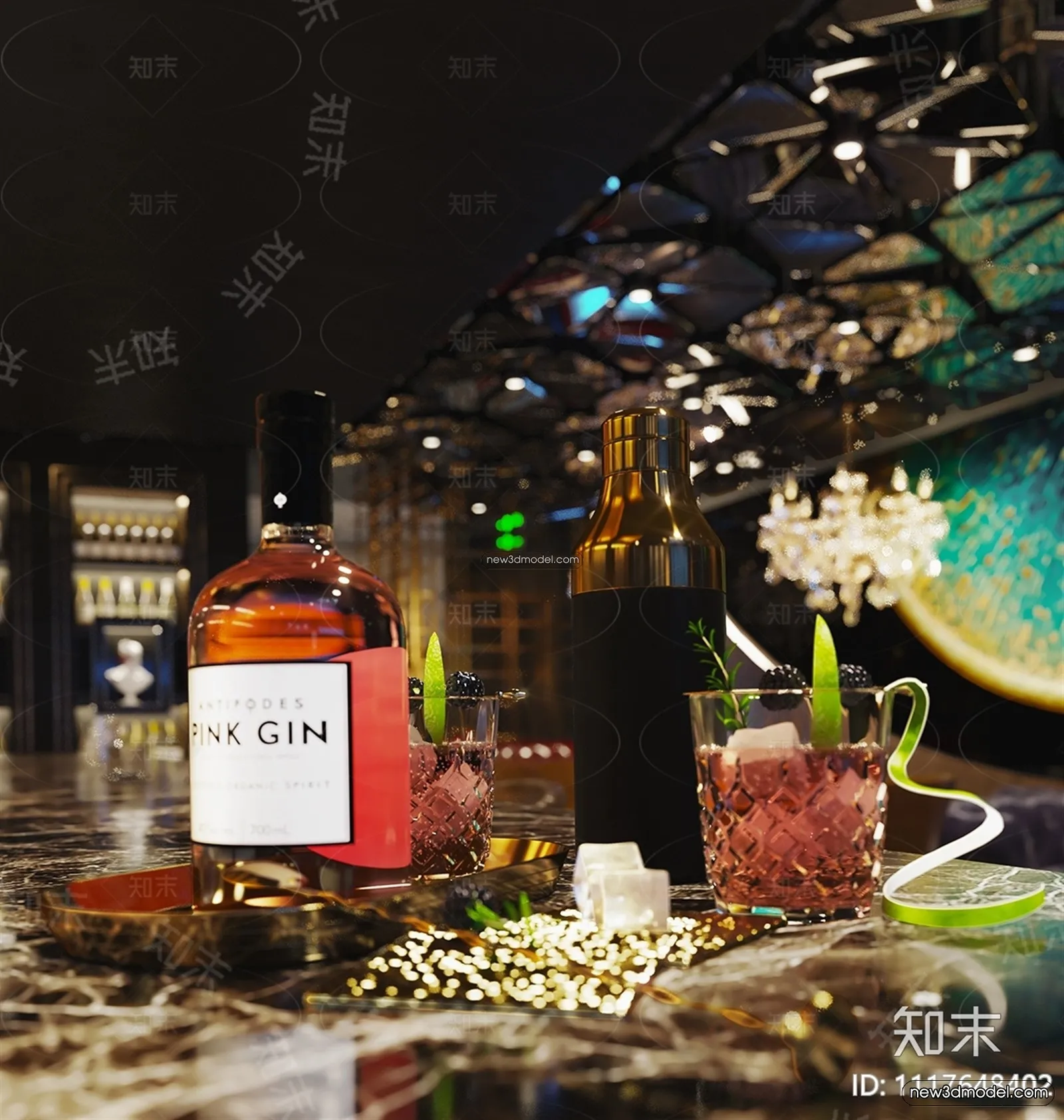 Interior 3D Model of Bar – 3D Blocks – 042 – VRAY