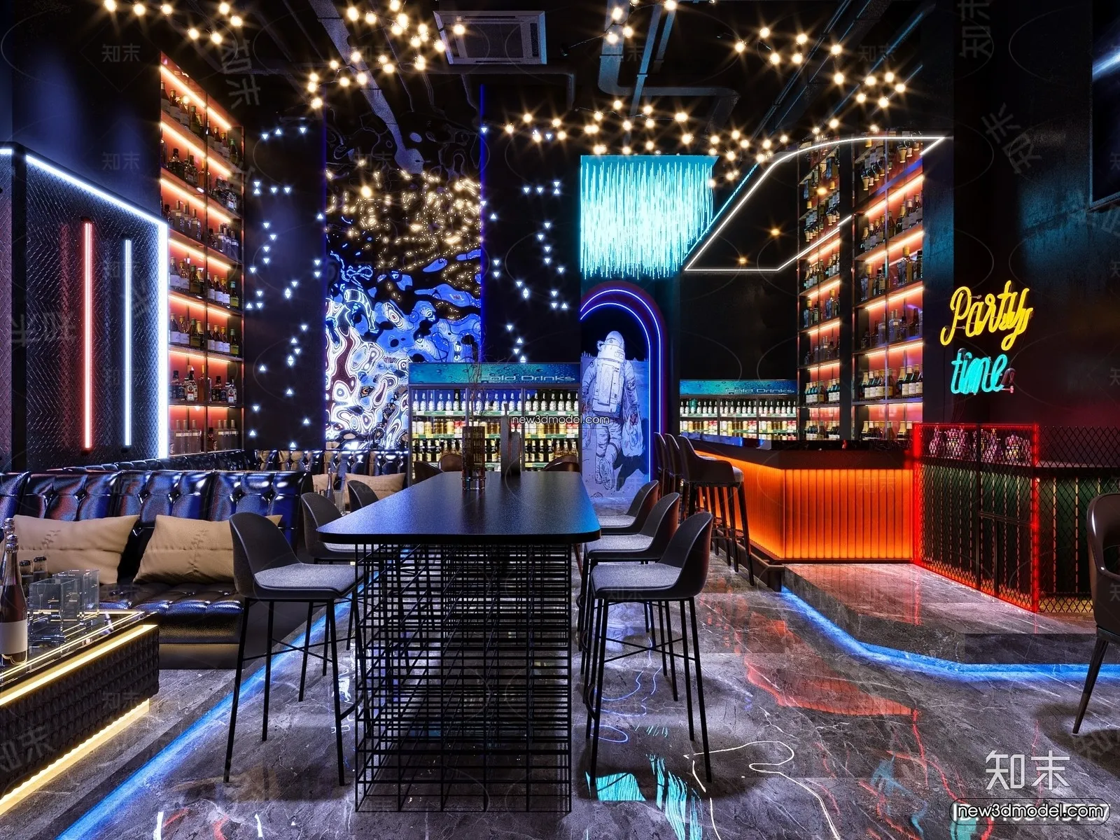 Interior 3D Model of Bar – 3D Blocks – 044 – VRAY