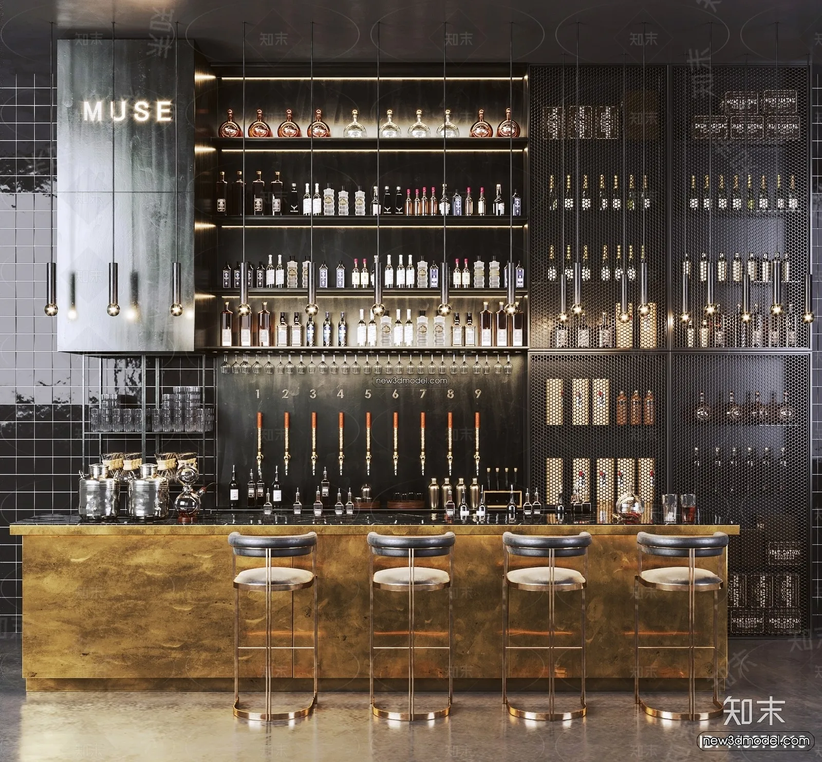Interior 3D Model of Bar – 3D Blocks – 045 – VRAY