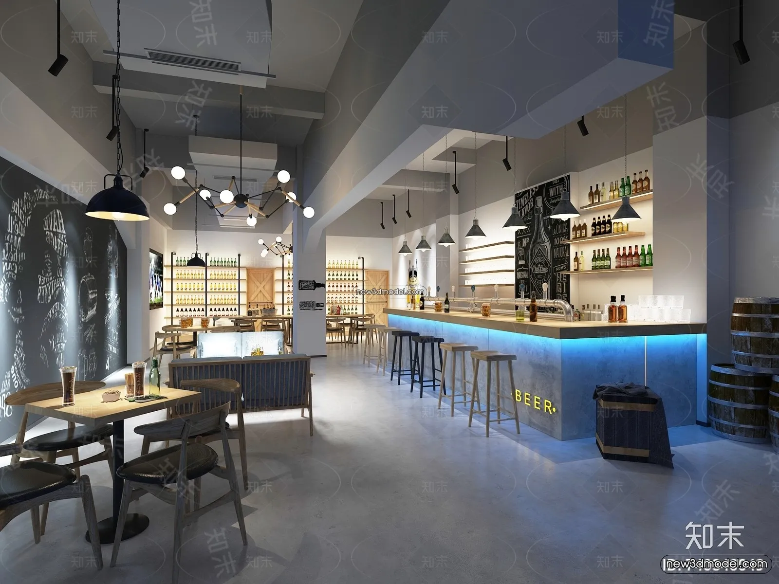Interior 3D Model of Bar – 3D Blocks – 046 – VRAY