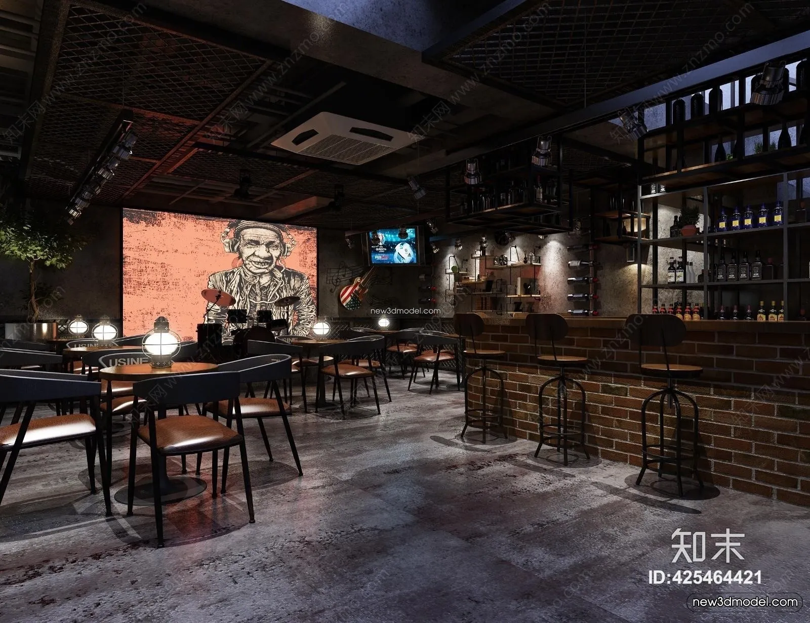 Interior 3D Model of Bar – 3D Blocks – 047 – VRAY