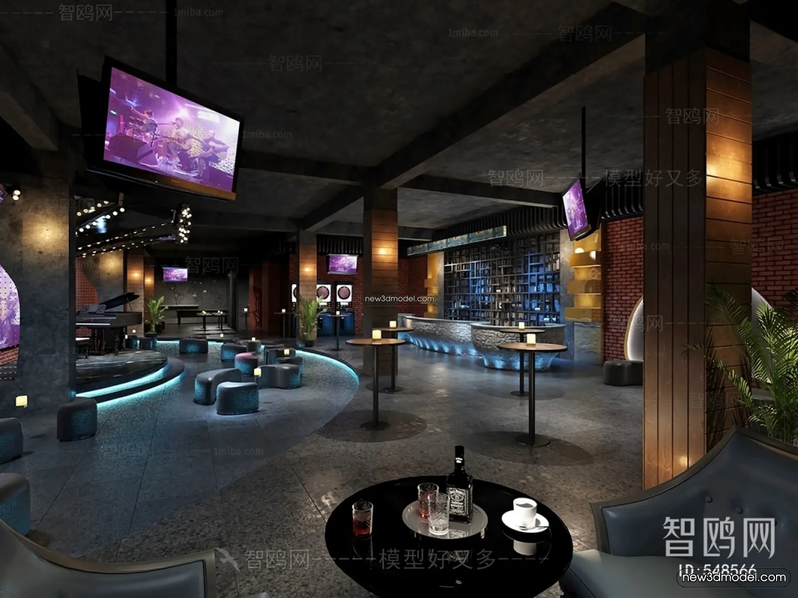 Interior 3D Model of Bar – 3D Blocks – 048 – VRAY