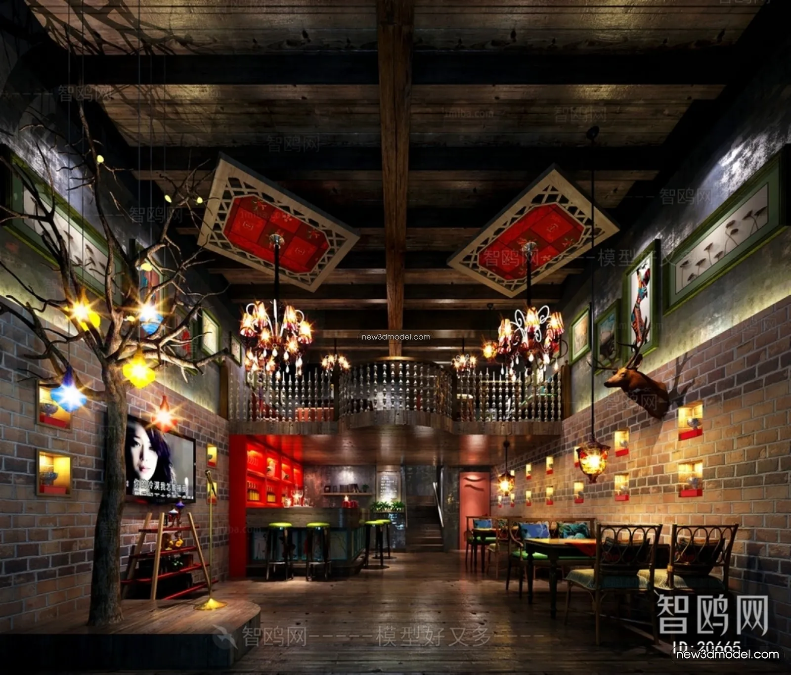 Interior 3D Model of Bar – 3D Blocks – 051 – VRAY