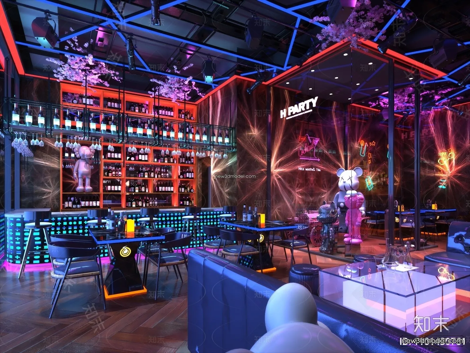 Interior 3D Model of Bar – 3D Blocks – 053 – VRAY