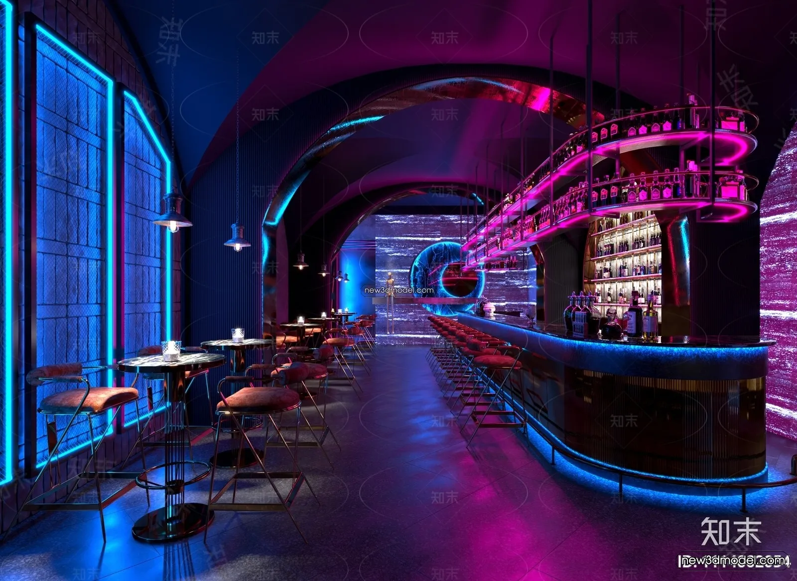 Interior 3D Model of Bar – 3D Blocks – 058 – VRAY