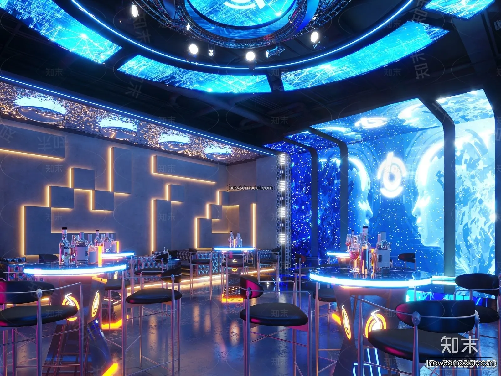 Interior 3D Model of Bar – 3D Blocks – 059 – VRAY