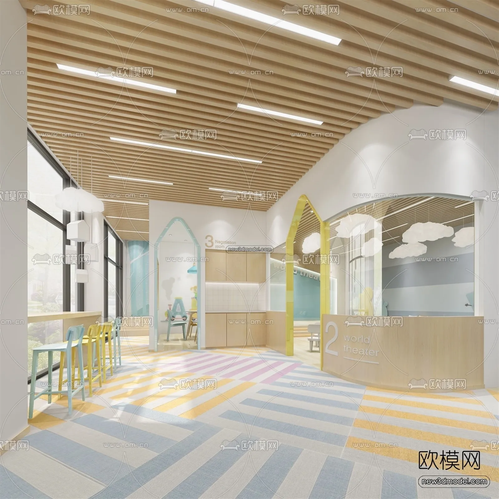 Interior 3D Model of Kindergarten – 3D Scene – 005 – VRAY