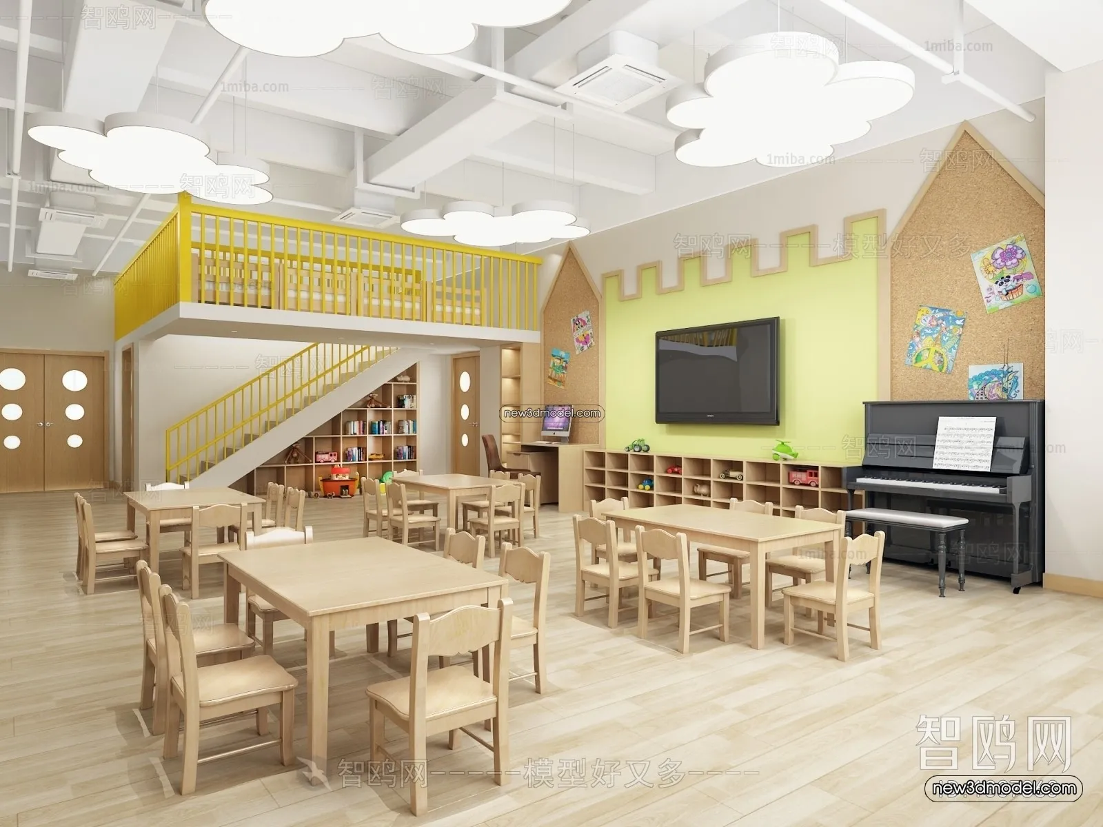Interior 3D Model of Kindergarten – 3D Scene – 009 – VRAY