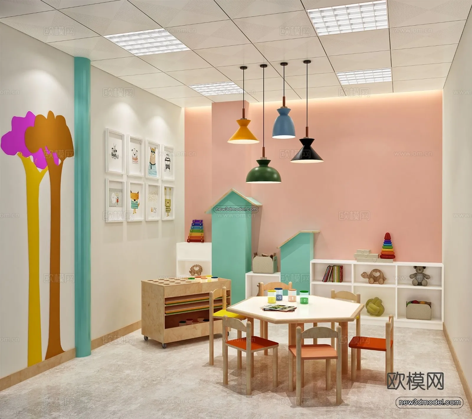 Interior 3D Model of Kindergarten – 3D Scene – 030 – VRAY