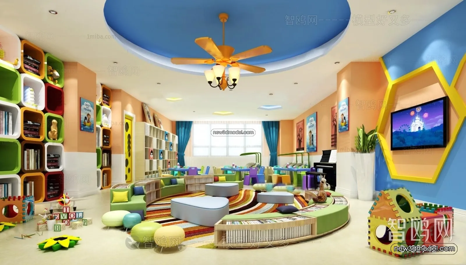 Interior 3D Model of Kindergarten – 3D Scene – 036 – VRAY