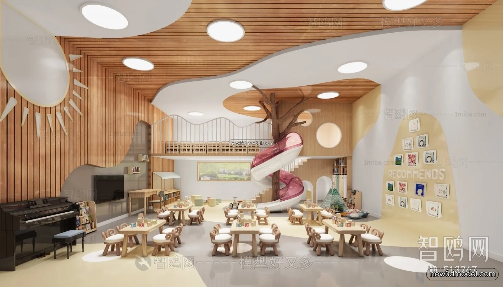 Interior 3D Model of Kindergarten – 3D Scene – 054 – VRAY