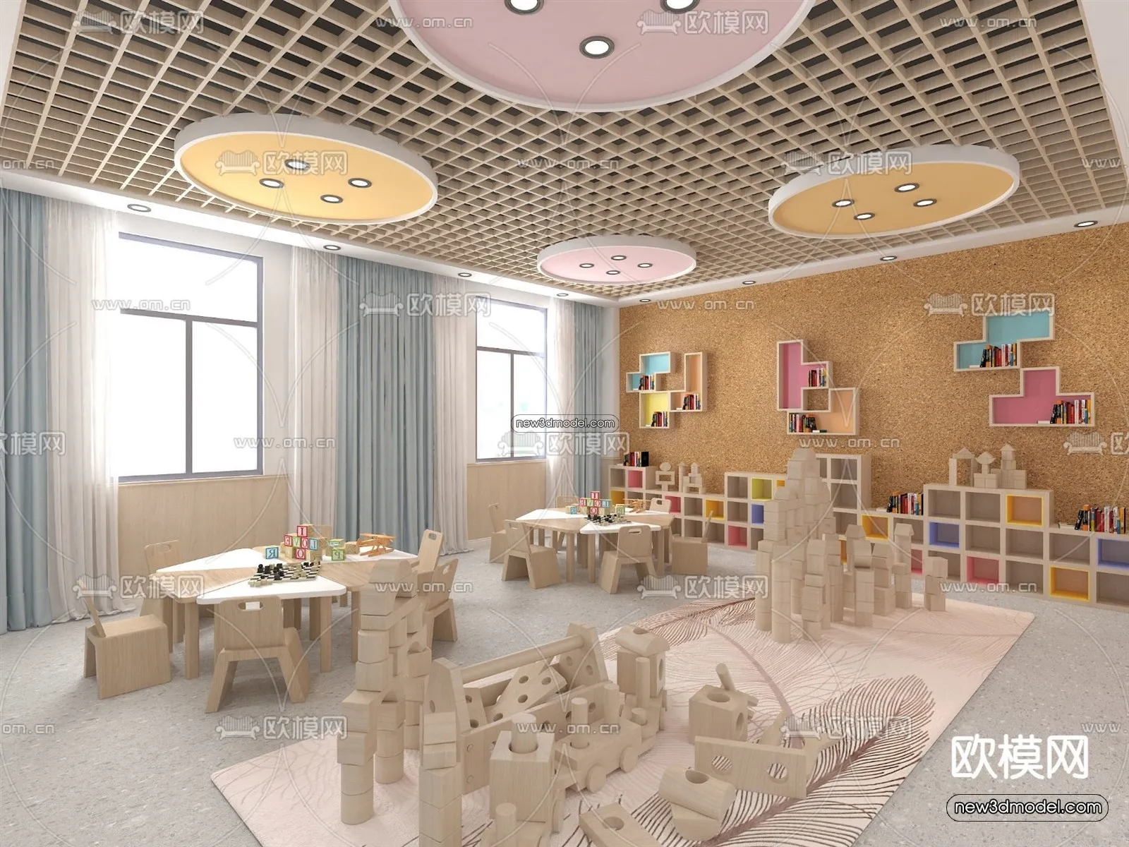 Interior 3D Model of Kindergarten – 3D Scene – 084 – VRAY