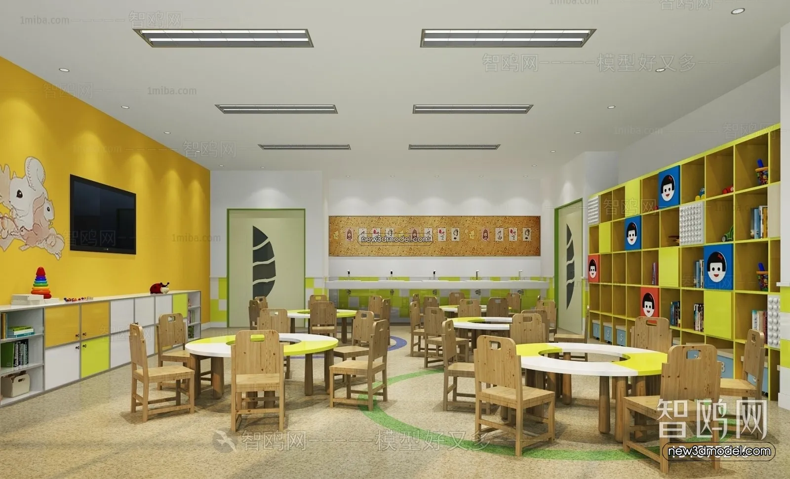 Interior 3D Model of Kindergarten – 3D Scene – 098 – VRAY