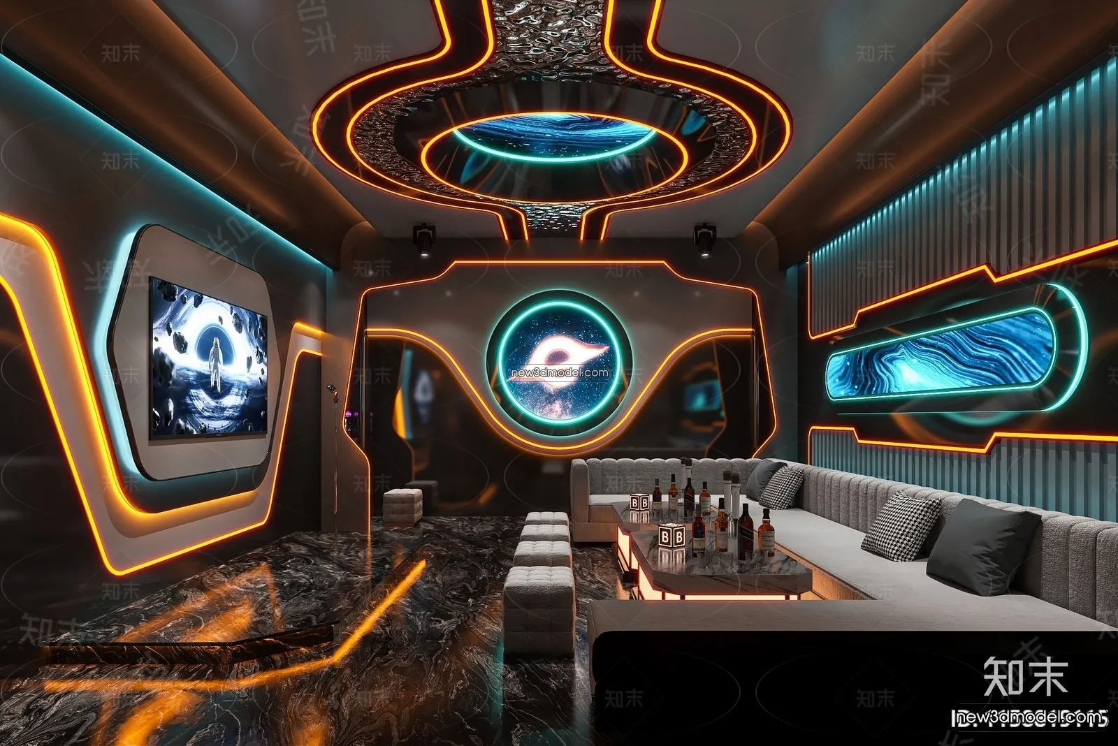 Interior 3D Model of KTV – 3D Blocks – 100 – VRAY