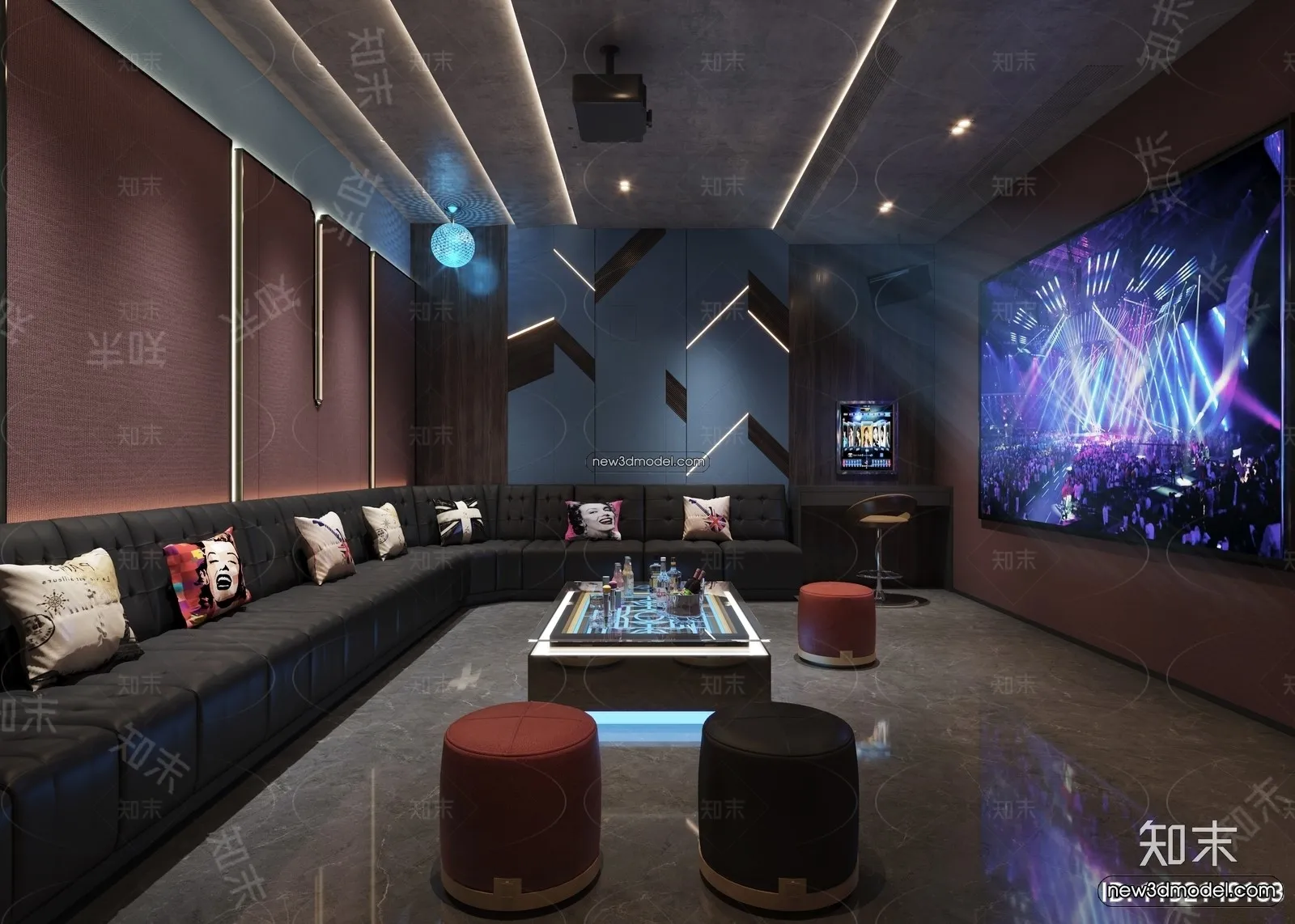 Interior 3D Model of KTV – 3D Blocks – 108 – VRAY