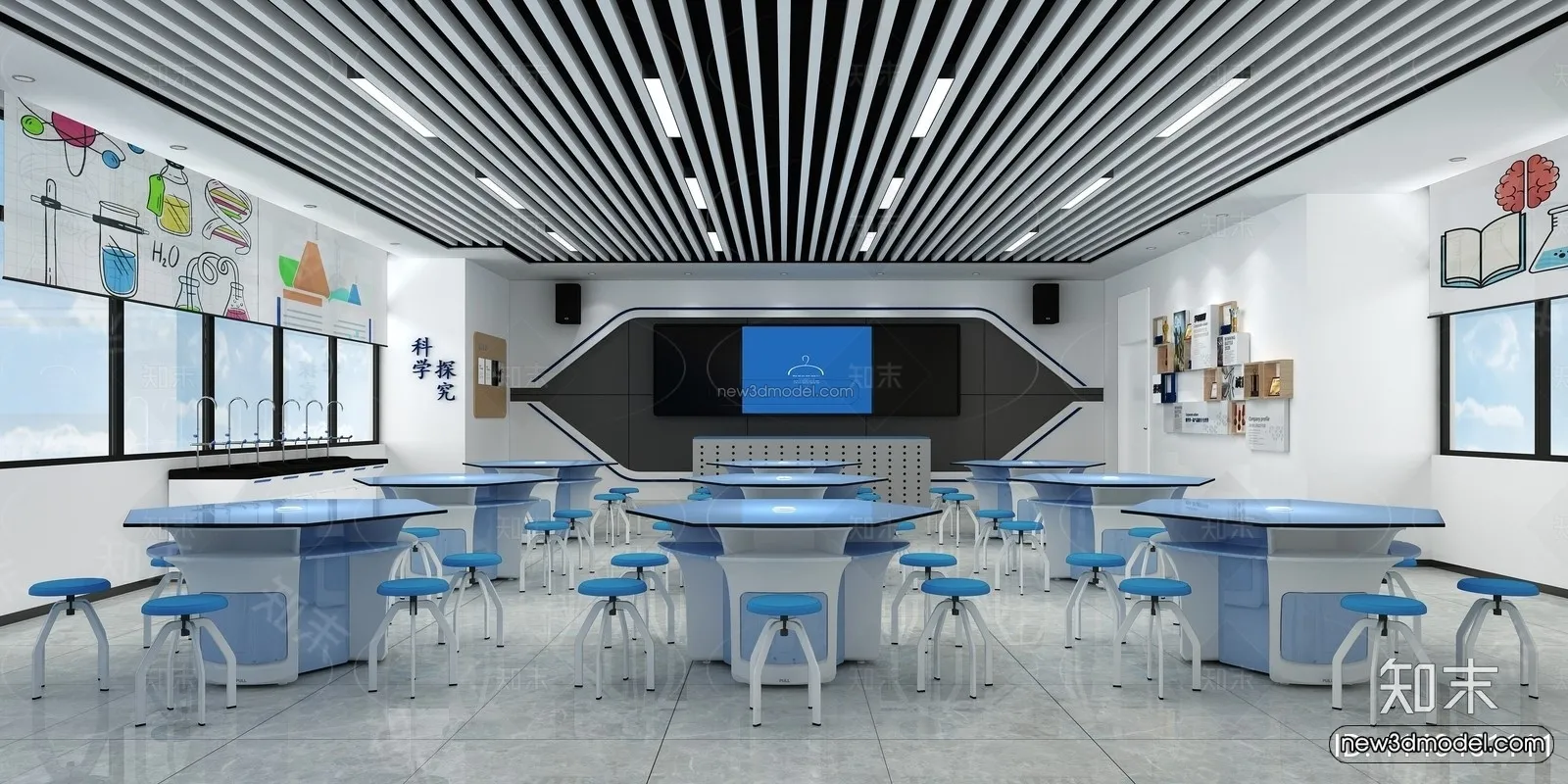 Interior 3D Model of Laboratory – 3D Scene – 055 – VRAY