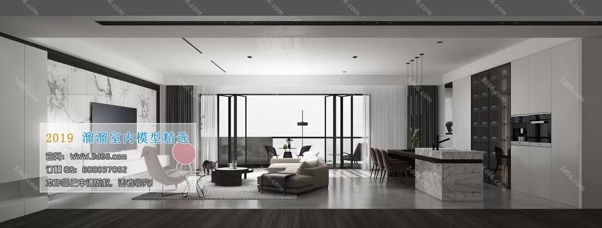 LIVING ROOM 3D MODELS – A002-Modern style – 2