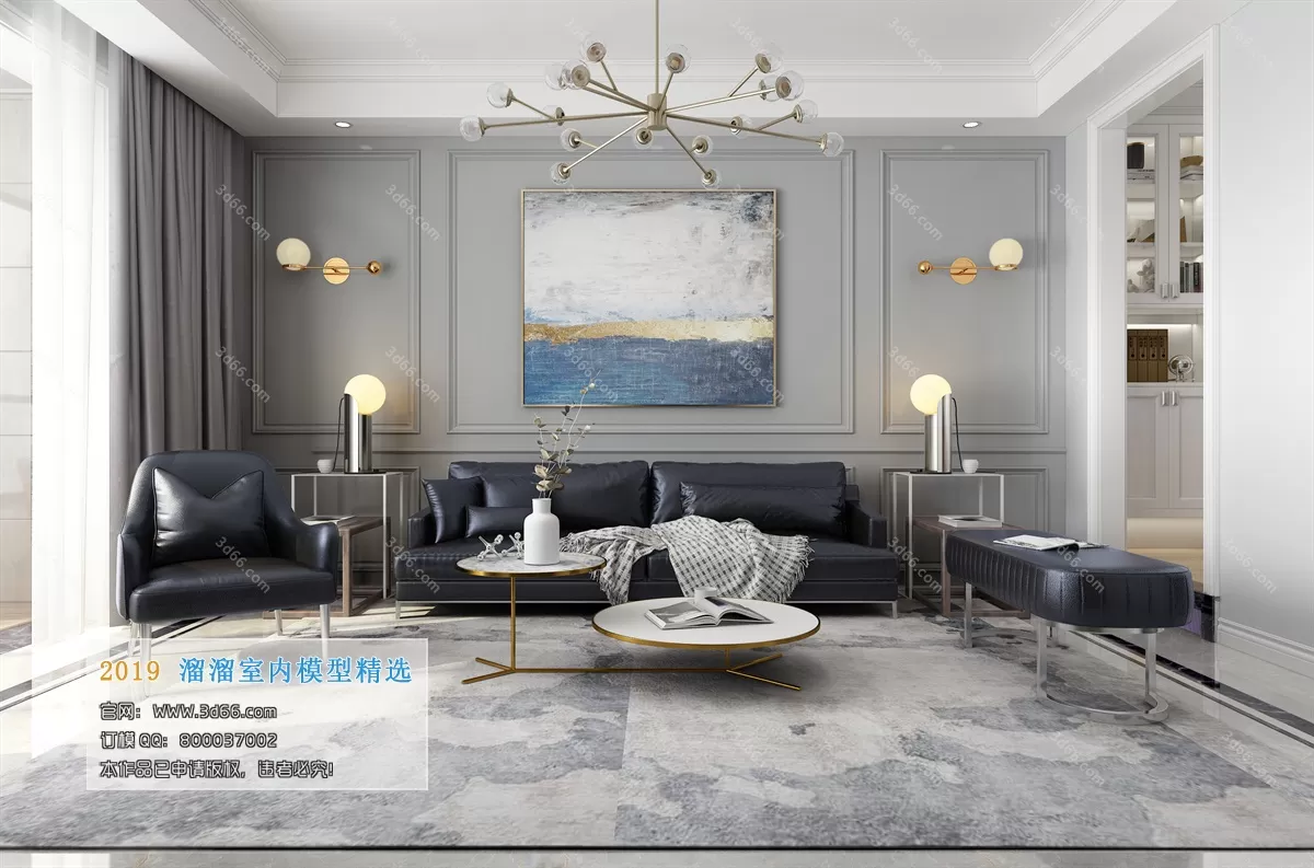 LIVING ROOM 3D MODELS – A135-Modern style – 134 LIVING ROOM 3D MODELS – A135-Modern style – 134