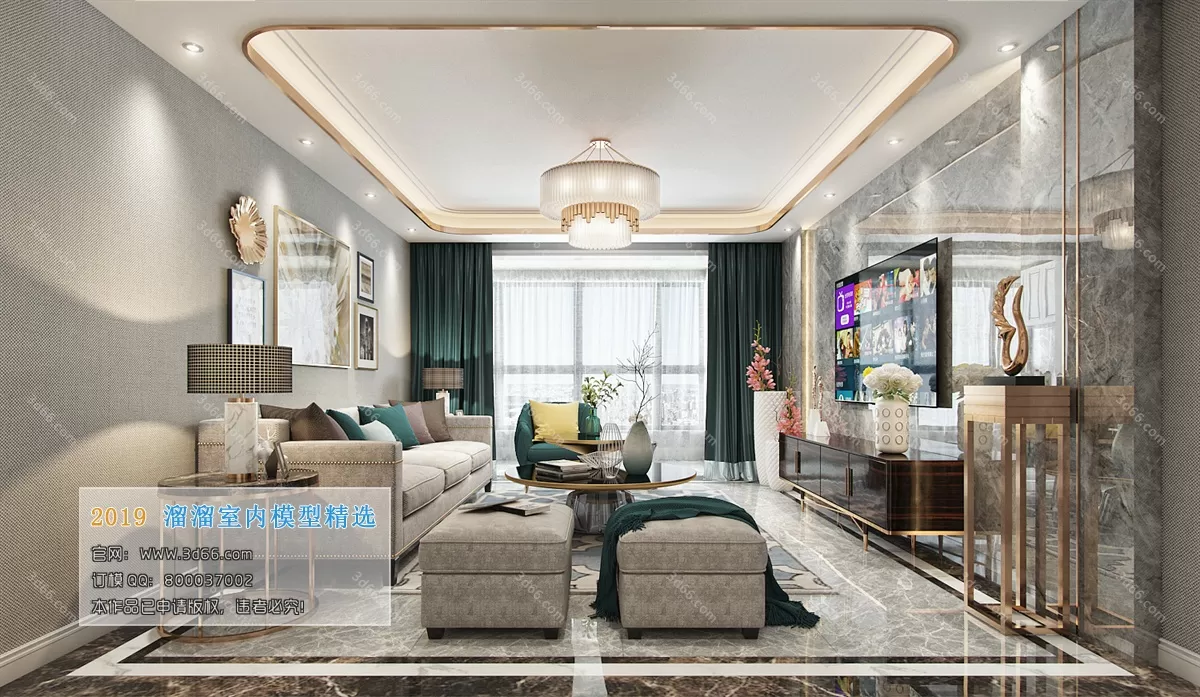 LIVING ROOM 3D MODELS – B001-Postmodern style – 156 LIVING ROOM 3D MODELS – B001-Postmodern style – 156