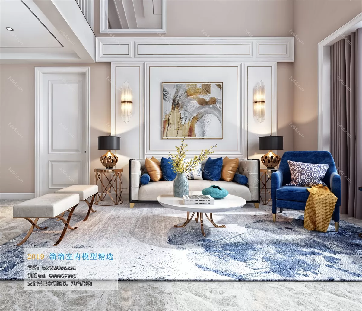 LIVING ROOM 3D MODELS – B008-Postmodern style – 163 LIVING ROOM 3D MODELS – B008-Postmodern style – 163