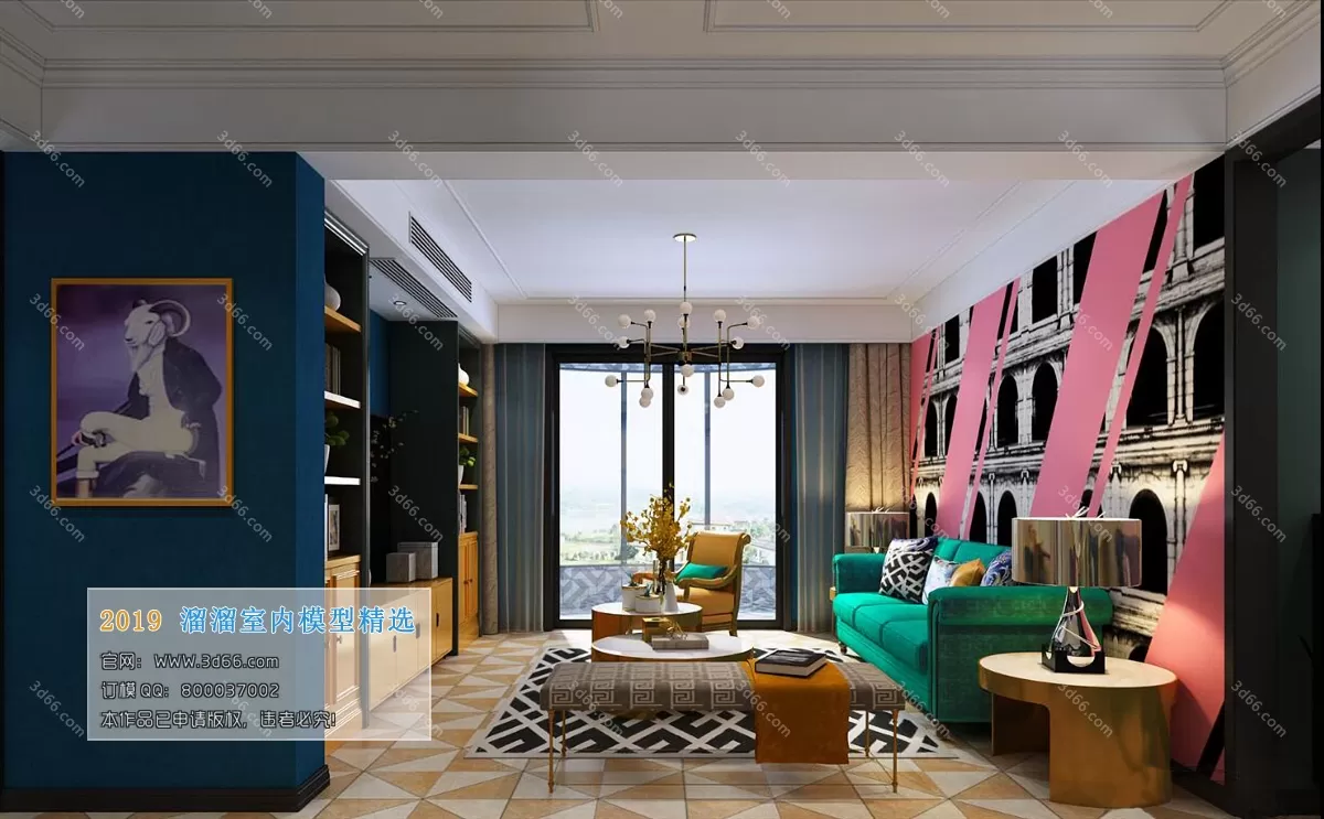 LIVING ROOM 3D MODELS – B017-Postmodern style – 172 LIVING ROOM 3D MODELS – B017-Postmodern style – 172