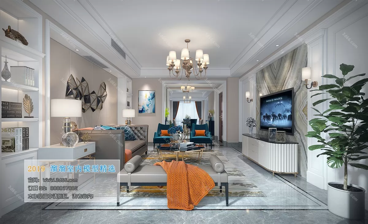 LIVING ROOM 3D MODELS – B020-Postmodern style – 175 LIVING ROOM 3D MODELS – B020-Postmodern style – 175