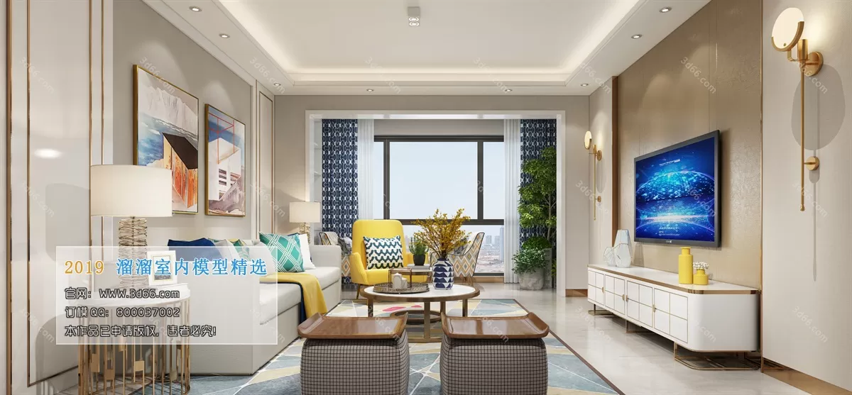 LIVING ROOM 3D MODELS – B030-Postmodern style – 185 LIVING ROOM 3D MODELS – B030-Postmodern style – 185