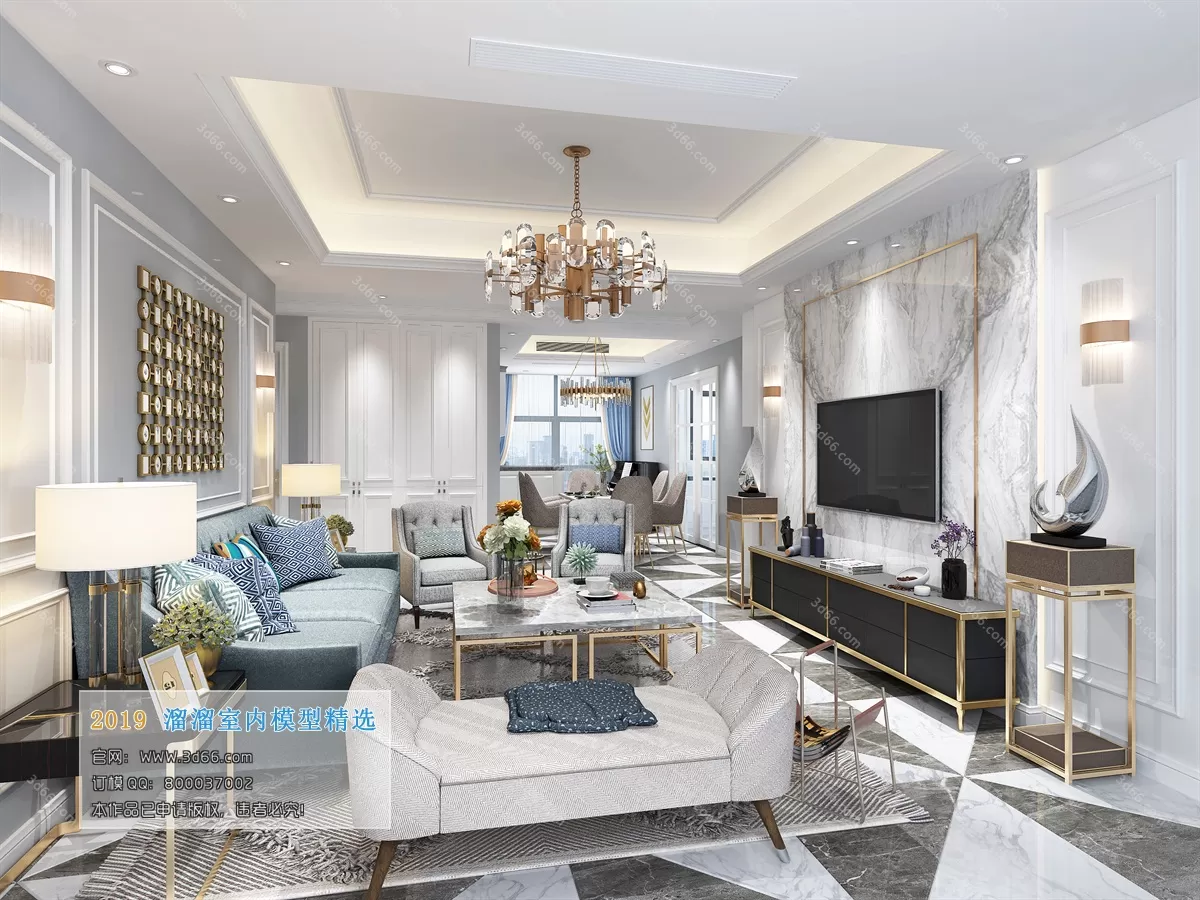 LIVING ROOM 3D MODELS – B032-Postmodern style – 187 LIVING ROOM 3D MODELS – B032-Postmodern style – 187