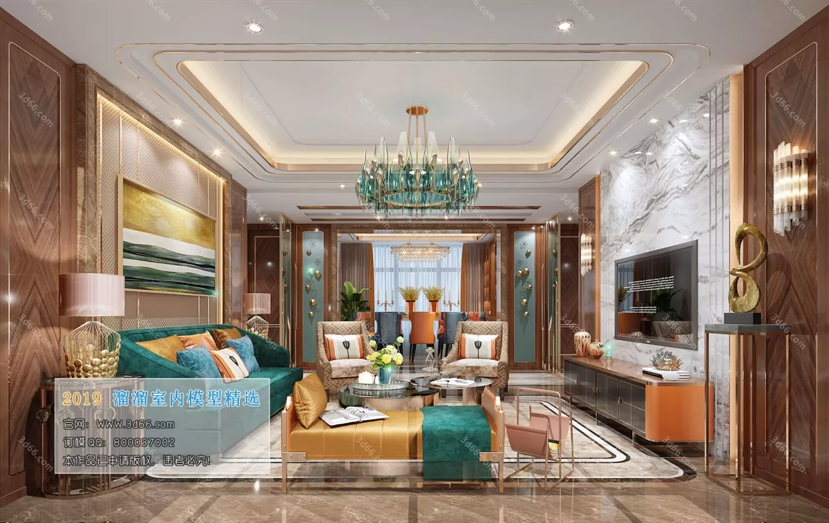 LIVING ROOM 3D MODELS – B037-Postmodern style – 192 LIVING ROOM 3D MODELS – B037-Postmodern style – 192