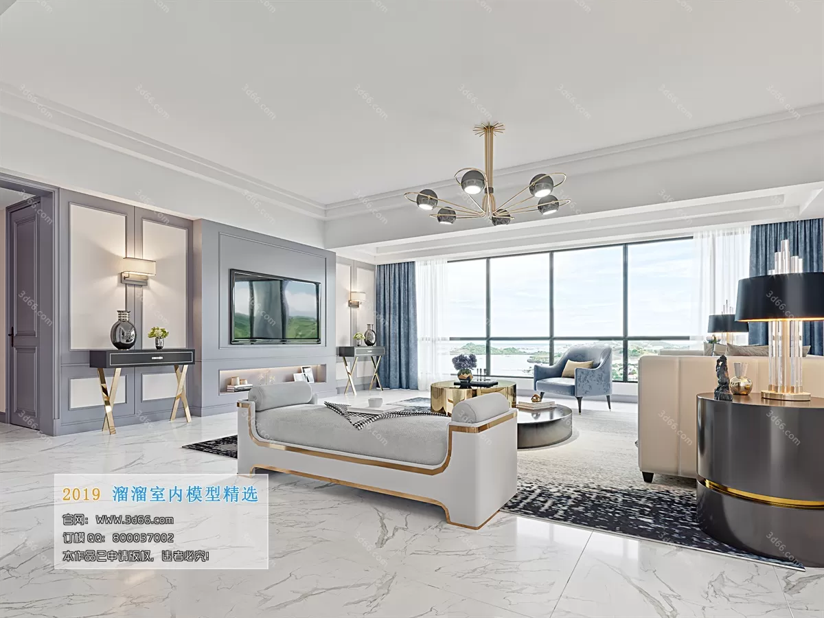 LIVING ROOM 3D MODELS – B038-Postmodern style-Corona – 193 LIVING ROOM 3D MODELS – B038-Postmodern style-Corona – 193