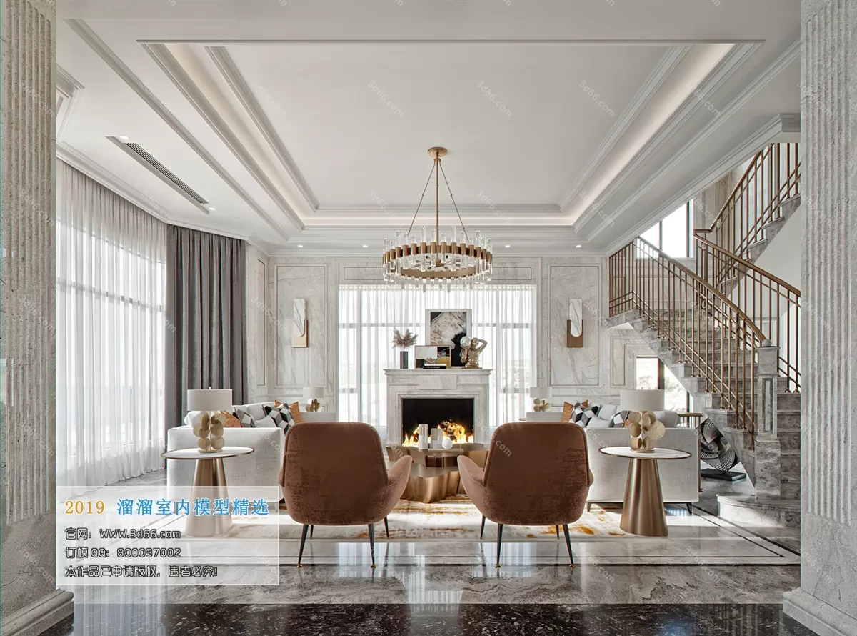 LIVING ROOM 3D MODELS – B040-Postmodern style-Corona – 195 LIVING ROOM 3D MODELS – B040-Postmodern style-Corona – 195